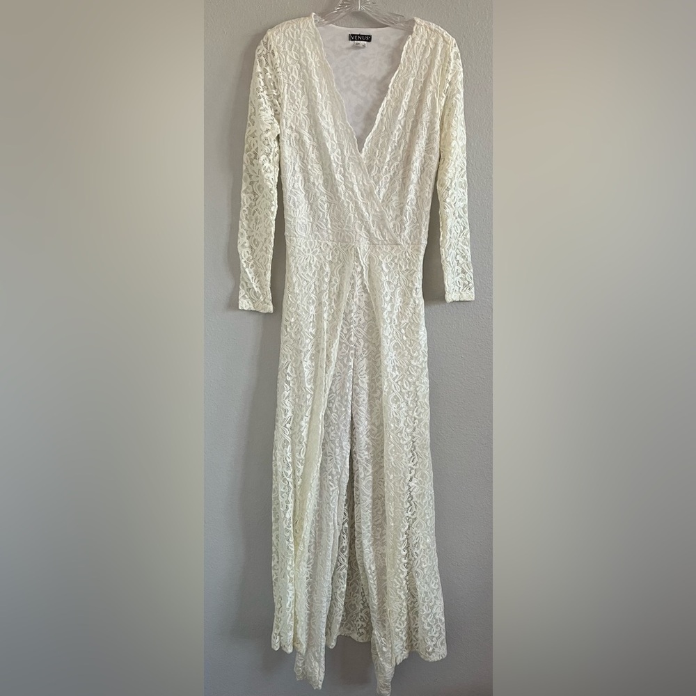 Venus Ivory Lace Long Sleeve Jumpsuit